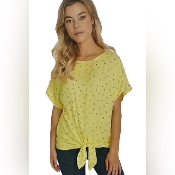 Buffalo David Bitton Tops - Buffalo David Bitton yellow tie front shirt top short sleeve